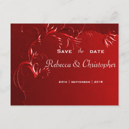 エレガントな赤い結婚式のSave the Date 案内ポストカード