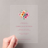 エレガントな赤い花のウェディング招待状 アクリル招待状 (インサイチュ (ポータブル))