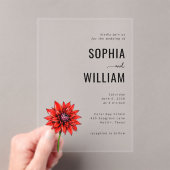 エレガントな赤い花のウェディング招待状 アクリル招待状 (インサイチュ (ポータブル))