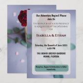 エレガントな赤い花のウェディング招待状 招待状 (正面/裏面)