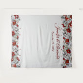 エレガントな赤い花のウェディング フォトブースの背景 タペストリー (正面(横))