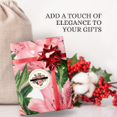 エレガントな赤い花のカスタム企業名ラベル ラウンドシール