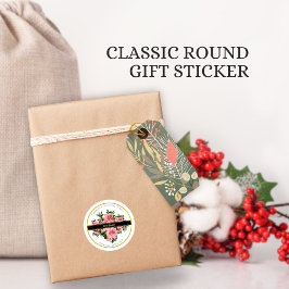 エレガントな赤い花のカスタム企業名ラベル ラウンドシール