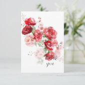 エレガントな赤い花のシンプルカスタム サンキューカード (スタンド正面)