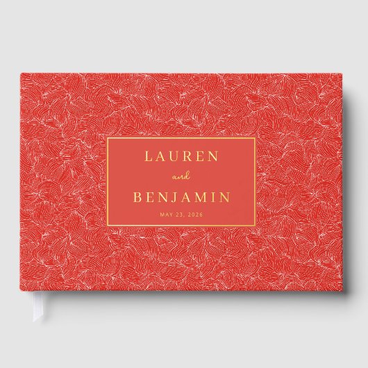 エレガントな赤い花のモーション ゲストブック (正面)