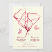 エレガントな赤い花のユリの水彩画 キンセアニエラ 招待状 (裏面)