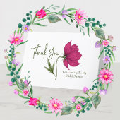 エレガントな赤い花の宇宙 ブライダルシャワーのお礼カード サンキューカード