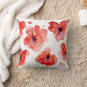 エレガントな赤い花の水彩画 クッション (ブランケット)