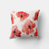 エレガントな赤い花の水彩画 クッション (裏面)