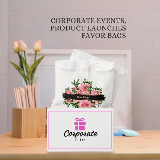 エレガントな赤い花柄のカスタムネーム企業ロゴ フェイバーバッグ