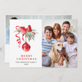 エレガントな赤い装飾品のクリスマスグリーティング３点セットの写真 シーズンカード