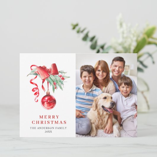 エレガントな赤い装飾品のクリスマスグリーティング3点セットの写真 シーズンカード (スタンド正面)
