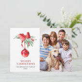 エレガントな赤い装飾品のクリスマスグリーティング４点セット フォト シーズンカード (スタンド正面)