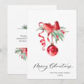 エレガントな赤い装飾　楽しいクリスマスの挨 シーズンカード (正面/裏面)