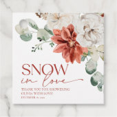 エレガントな赤い雪の恋愛 Winter ブライダルシャワー フェイバータグ (正面)