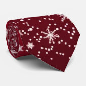 エレガントな赤い雪の結晶 クリスマス ネクタイ (ロール)