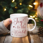 エレガントな赤い「Joy to The World Merry Christmas」 マグカップ