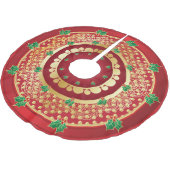 エレガントな赤および金ゴールドのヒイラギのクリスマスの休日 ブラッシュドポリエステルツリースカート (アングル)