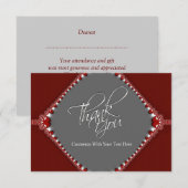 エレガントな赤とグレーの感謝カード 招待状 (正面/裏面)