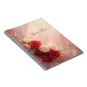 エレガントな赤とピンクのファンタジー ウェディング ローズ ノートブック (右側)