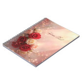 エレガントな赤とピンクのファンタジー ウェディング ローズ ノートブック (左側)
