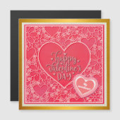 エレガントな赤とピンクの花のハートバレンタインデー (正面/裏面)