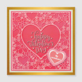 エレガントな赤とピンクの花のハートバレンタインデー (正面)