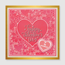 エレガントな赤とピンクの花のハートバレンタインデー