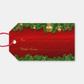 エレガントな赤と松のクリスマス ギフトタグ (裏面横)