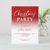 エレガントな赤と白のグリッター ホリデーパーティ クリスマス 招待状 (スタンド正面)