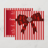 エレガントな赤と白のストライプパーティーテンプレート 招待状 (正面/裏面)