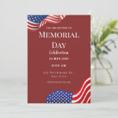 エレガントな赤と白のメモリアルデー招待状 招待状 (スタンド正面)