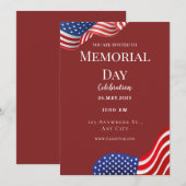エレガントな赤と白のメモリアルデー招待状 招待状 (正面/裏面)