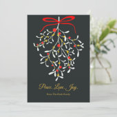 エレガントな赤と白の実のクリスマスフラット シーズンカード (スタンド正面)