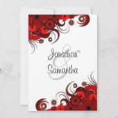 エレガントな赤と白の花のカスタム結婚式招待状 招待状 (裏面)