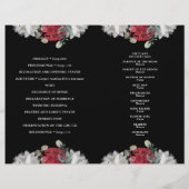 エレガントな赤と白の花のグリーンウェディングプログラム (裏面)