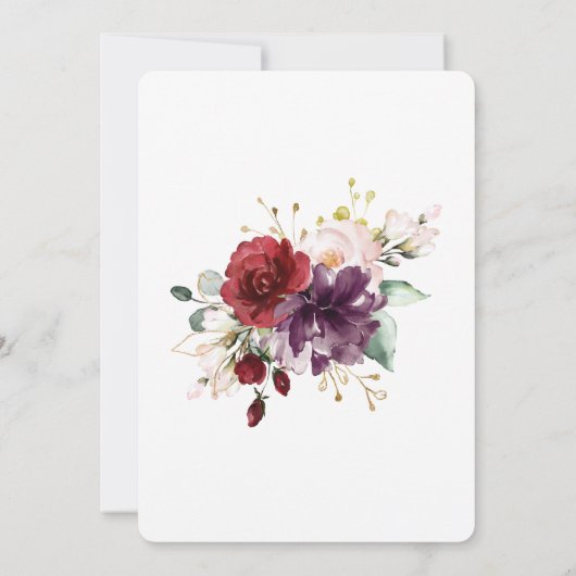 エレガントな赤と紫の花の母の日ブランチ 招待状 (裏面)