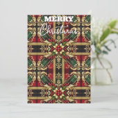 エレガントな赤と緑と金の祭りチェック シーズンカード (スタンド正面)