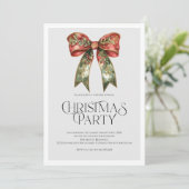 エレガントな赤と緑のクリスマス招待状 フェスティブなリボン シーズンカード (スタンド正面)