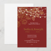 エレガントな赤と金のエンゲージメント招待状 招待状 (正面/裏面)