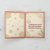 エレガントな赤と金のクリスマスグリーティングカード カード (内部)