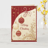 エレガントな赤と金のクリスマスグリーティングカード カード (黄色い花)