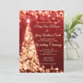 エレガントな赤と金のクリスマスホリデーウェディング 招待状 (スタンド正面)