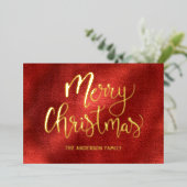 エレガントな赤と金のクリスマス 箔シーズンカード (立ち正面)
