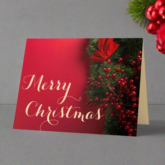 エレガントな赤と金のタイポグラフィーグリーンのクリスマスカード サンキューカード