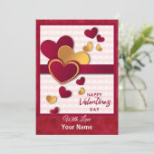 エレガントな赤と金のハート バレンタインデーのデザイン シーズンカード (スタンド正面)