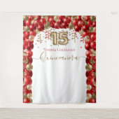 エレガントな赤と金のバルーンアーチのキンセアニエラ タペストリー (正面)