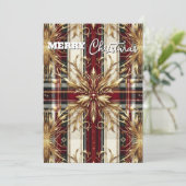 エレガントな赤と金のフェスティブチェック シーズンカード (スタンド正面)