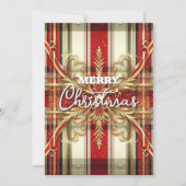 エレガントな赤と金のフェスティブチェック シーズンカード (正面)