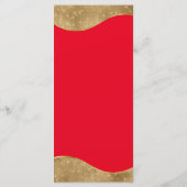 エレガントな赤と金のメニュー プレース カード (写真付き) (裏面)